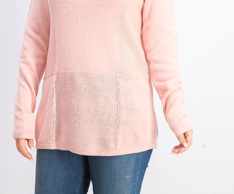 Karen Scott Suéter Feminino Patchwork com Ponto Roxo Bliss Tamanho Grande