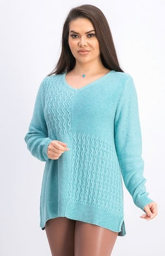 Suéter feminino Karen Scott de algodão com pontos mistos, azul, tamanho pequeno
