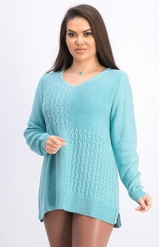 Suéter feminino Karen Scott de algodão com pontos mistos, azul, tamanho pequeno