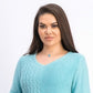 Suéter feminino Karen Scott de algodão com pontos mistos, azul, tamanho pequeno