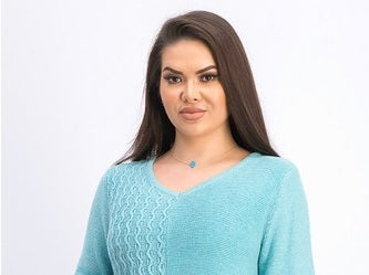 Suéter feminino Karen Scott de algodão com pontos mistos, azul, tamanho pequeno