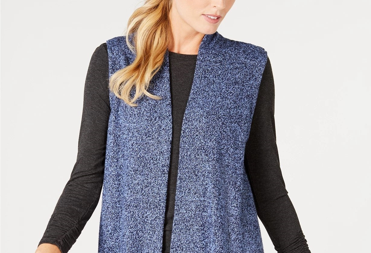 Karen Scott Colete Suéter Feminino Azul Tamanho Extra Pequeno