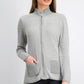 Karen Scott Cardigan Feminino Texturizado com Zíper Frontal Cinza Tamanho Médio