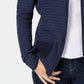 Karen Scott Cardigan Feminino Texturizado com Zíper Frontal Azul Marinho Tamanho Médio