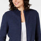 Karen Scott Cardigan Feminino Texturizado com Zíper Frontal Azul Marinho Tamanho Médio