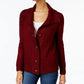 Karen Scott Cardigan Feminino com Botões Frontais e Gola Xale Vermelho Tamanho Médio