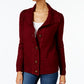 Karen Scott Cardigan Feminino com Botões Frontais e Gola Xale, Vermelho, Tamanho Pequeno