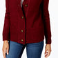 Karen Scott Cardigan Feminino com Botões Frontais e Gola Xale, Vermelho, Tamanho Pequeno