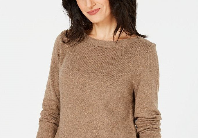 Túnica feminina Karen Scott lisa com bainha curva, marrom, tamanho grande