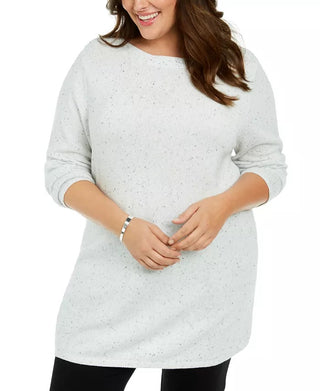 Túnica feminina Karen Scott Plus Size com bainha curva, tamanho natural 2X