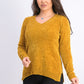 Karen Scott Suéter Feminino Gola V Chenille Dourado Tamanho X-G