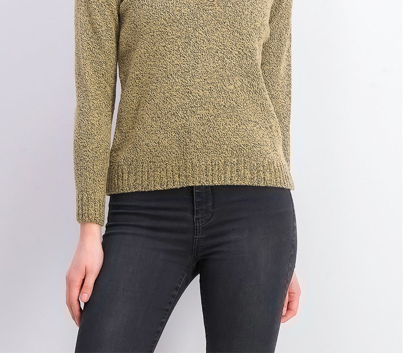 Karen Scott Suéter Feminino Petite com Gola Pontilhada Marrom Tamanho Petite Pequeno