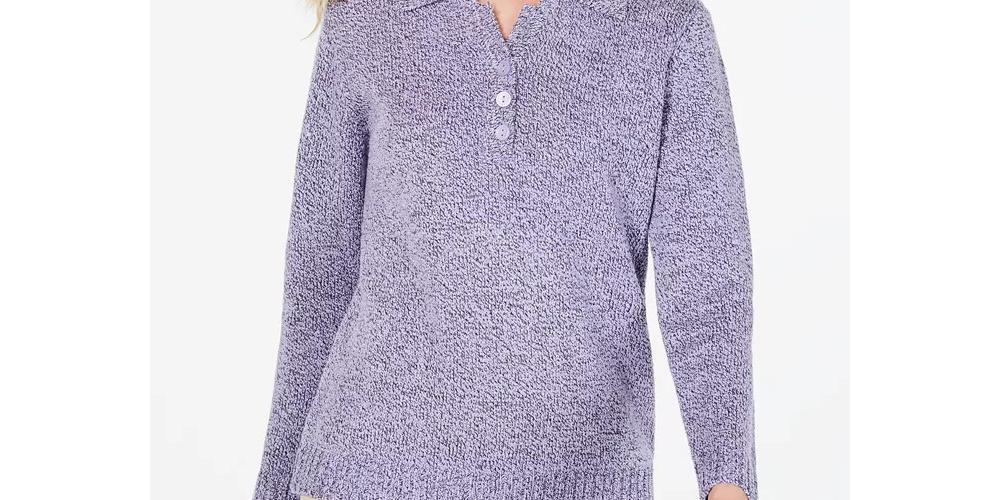 Karen Scott Suéter Feminino Gola Pontuda Azul Tamanho Pequeno Médio