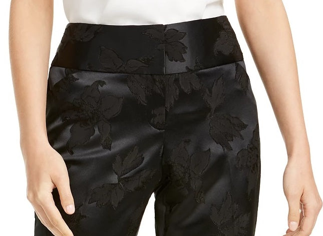 Calças femininas Alfani Tummy-Control Jacquard pretas tamanho 6