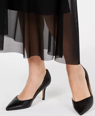 Alfani Saia Midi Feminina Petite Mesh Preta Tamanho Petite X-Large