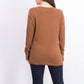 Suéter feminino JM Collection com punho de botão e gola redonda, marrom, tamanho extragrande