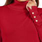 JM Collection Suéter Feminino com Mangas Apertadas e Gola Alta Vermelho Tamanho P