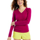 Suéter de cashmere feminino Charter Club com decote em V, tamanhos regular e pequeno, roxo escuro, tamanho extra pequeno