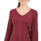 Suéter túnica feminino estilo &amp; co com manga bispo, vermelho, tamanho extrapequeno