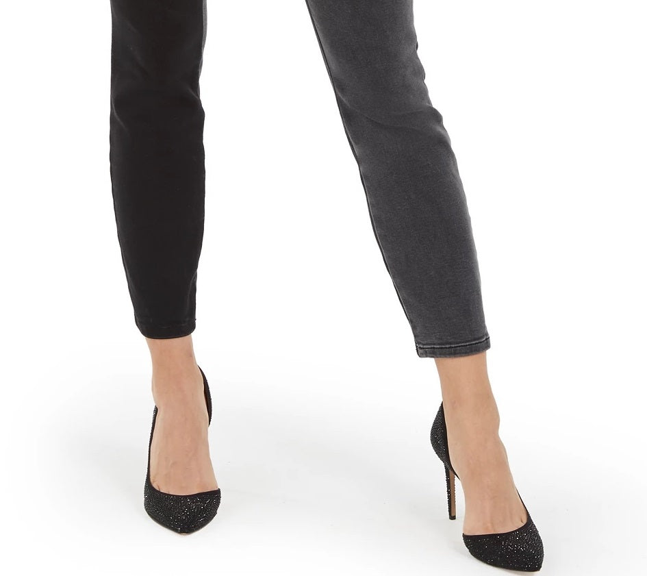 Calça jeans skinny bicolor feminina INC International Concepts, preta, tamanho 0