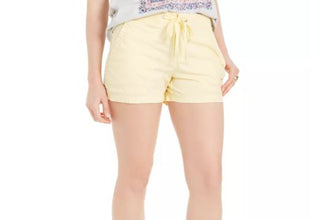 Shorts de popeline feminino estilo &amp; co dourado tamanho grande