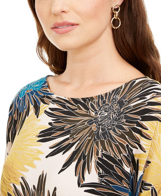 Blusa feminina Alfani com estampa de gola canoa, azul marinho, tamanho pequeno e pequeno