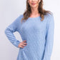 Karen Scott Suéter Feminino Diamond Cable-Knit Azul Tamanho XS