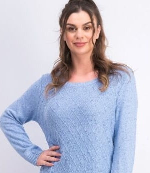 Karen Scott Suéter Feminino Diamond Cable-Knit Azul Tamanho XS