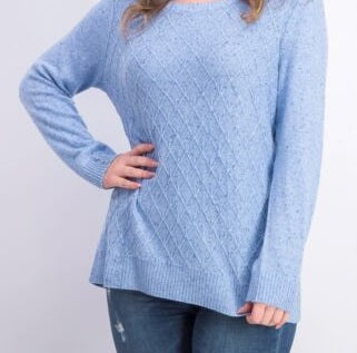 Karen Scott Suéter Feminino Diamond Cable-Knit Azul Tamanho XS