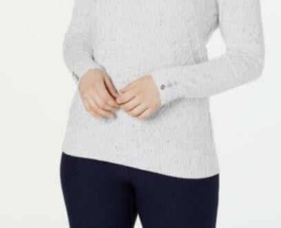 Karen Scott Suéter Feminino Diamond Cable-Knit Branco Tamanho Grande