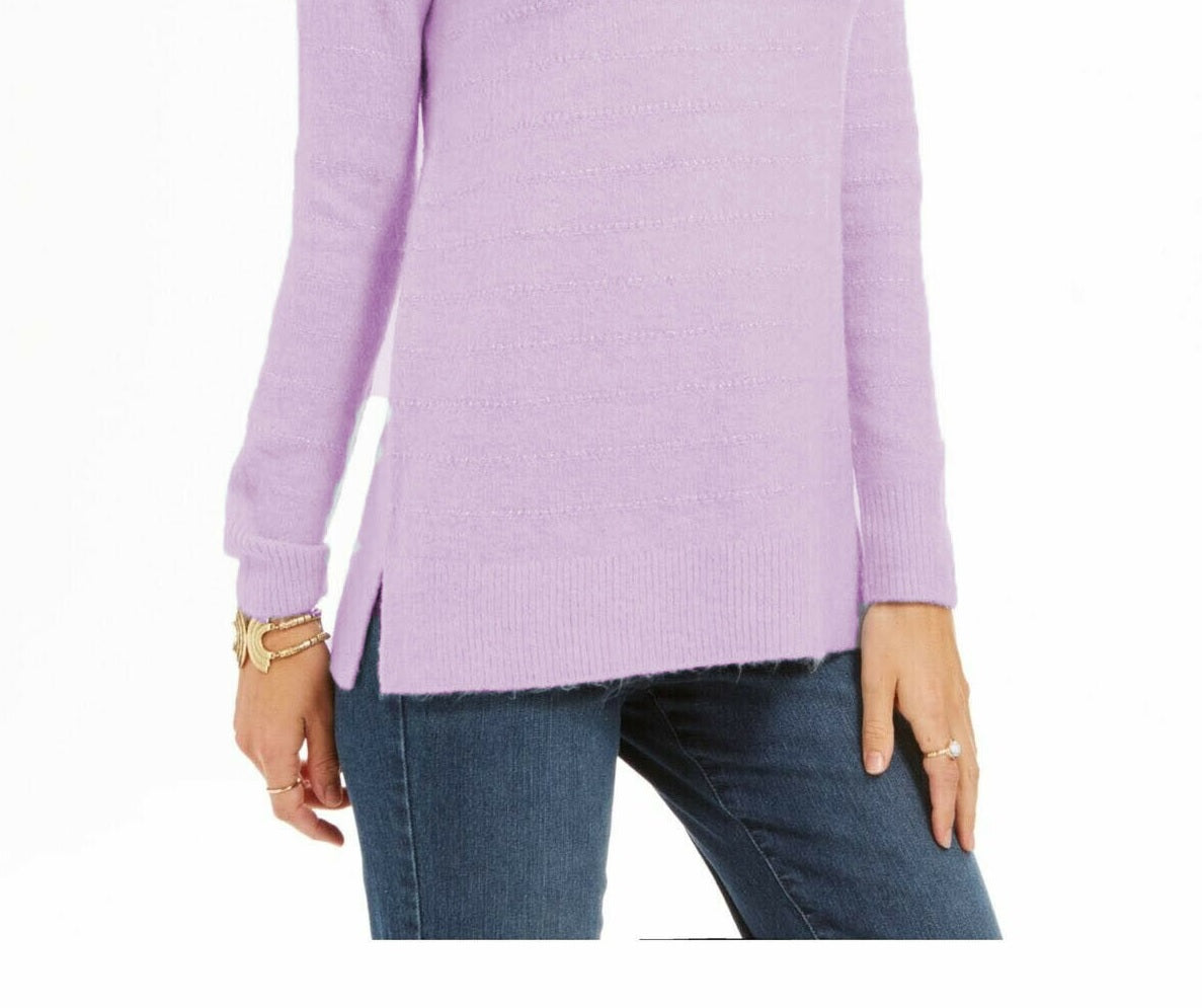 Suéter feminino de lurex com gola alta estilo &amp; co, roxo, tamanho grande