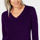 Karen Scott Suéter feminino com decote em V, roxo, tamanho grande
