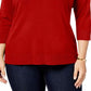 Karen Scott Suéter feminino com decote em V, vermelho, tamanho extra grande