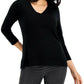 Karen Scott Suéter Feminino Petite Gola V Preto Tamanho Médio