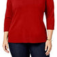 Karen Scott Suéter Luxsoft Plus Size com Decote em V, Vermelho, Tamanho 1X