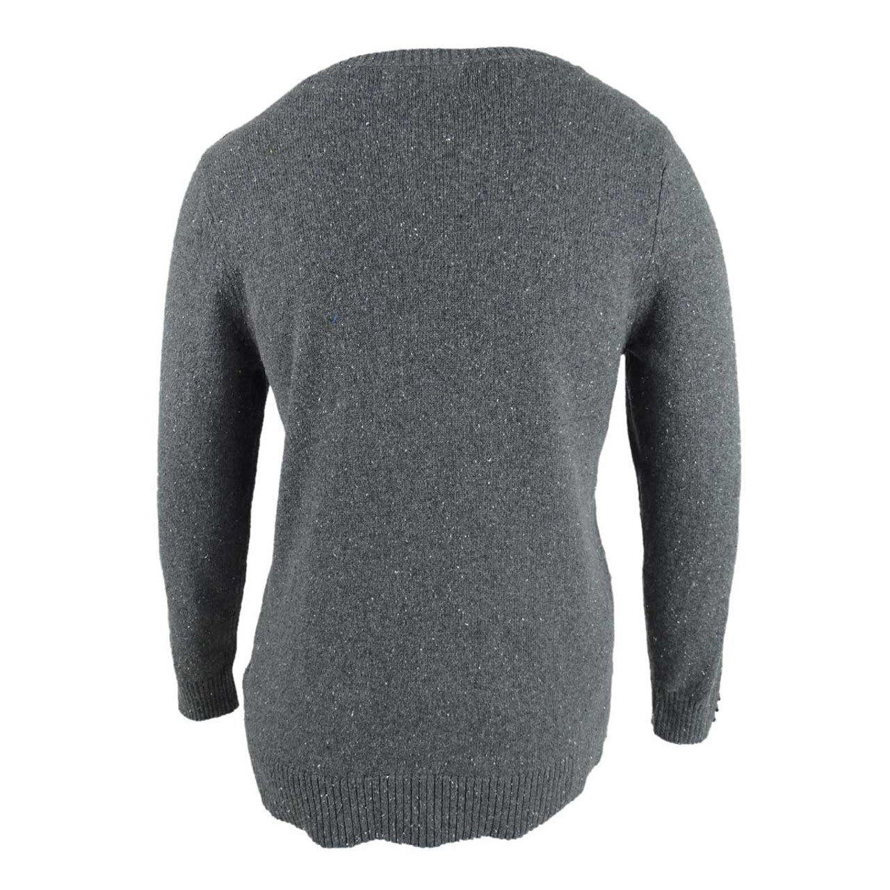 KAREN SCOTT Suéter feminino cinza de manga comprida e gola redonda, tamanho médio