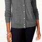 Karen Scott Cardigan Feminino com Botões e Contas Cinza Tamanho P