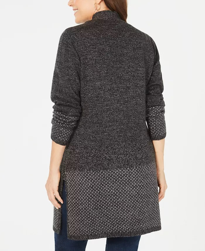 Karen Scott Cardigan Feminino Aberto Frente Contrastada Preto Tamanho P
