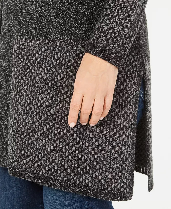 Karen Scott Cardigan Feminino Aberto Frente Contrastada Preto Tamanho P