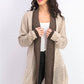 Karen Scott Cardigan Feminino com Acabamento Contrastado e Frente Aberta Marrom Tamanho Extra Grande