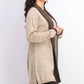 Karen Scott Cardigan Feminino com Acabamento Contrastado e Frente Aberta Marrom Tamanho Extra Grande