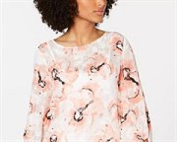 Blusa Alfani Feminina Petite Estampada com Bainha Bolha Laranja Tamanho Médio