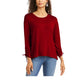 Blusa feminina com cordão e punho, estilo &amp; co, vermelho escuro, tamanho pequeno