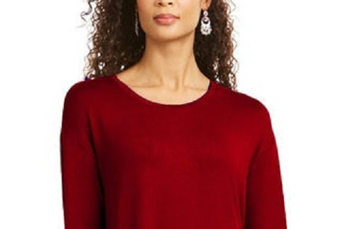 Blusa feminina com cordão e punho, estilo &amp; co, vermelho escuro, tamanho pequeno