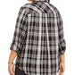 Camisa xadrez plus size feminina Style &amp; Co com botões, preta, tamanho 0X