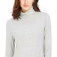 Blusa feminina Charter Club com gola alta canelada mesclada, cinza, tamanho XXG