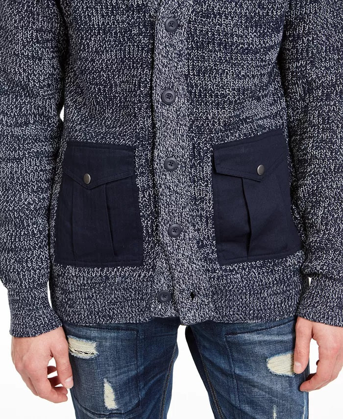 Cardigan texturizado masculino American Rag azul tamanho médio