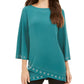 JM Collection Top feminino com ilhós e bainha cruzada, verde, tamanho médio