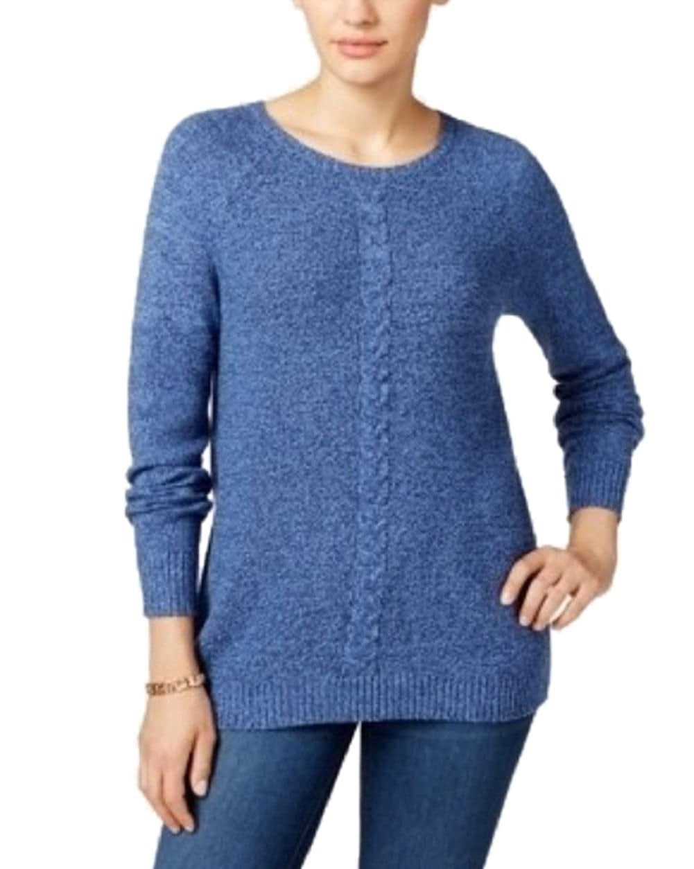 Karen Scott Suéter Feminino de Tricô com Painel Azul Tamanho Médio