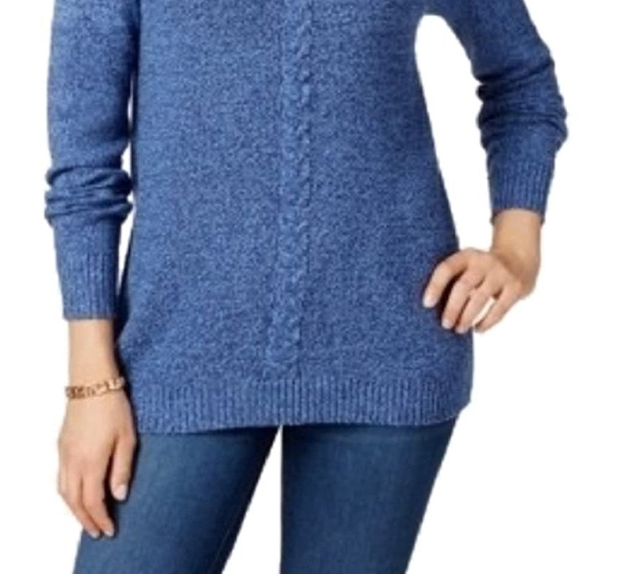 Karen Scott Suéter Feminino de Tricô com Painel Azul Tamanho Médio
